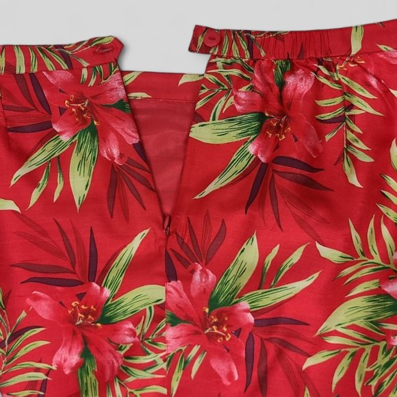 SilkLand 100% Pure Silk Red Floral Pant Suit Size 8 - Picture 14 of 15